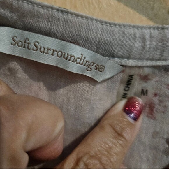 Soft Surroundings Victorian Floral Velvet Silk Boho Aria Tunic Bibbed He… - Picture 4 of 7